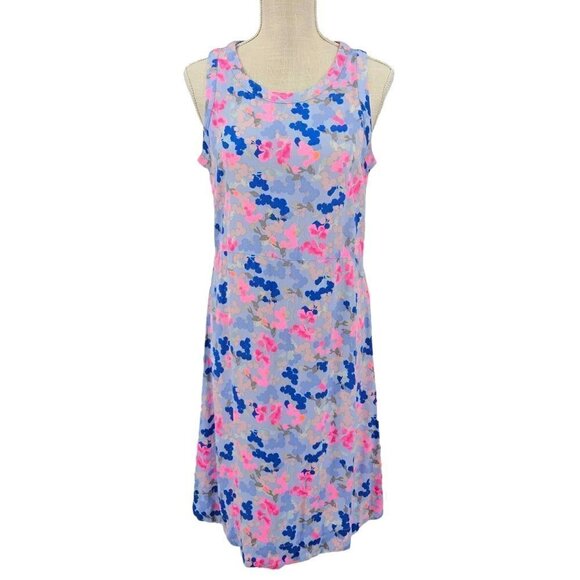 Joules Ava Sleeveless Dress Blue Pink Floral Women's 8 Mini Shift Preppy Summer - Picture 1 of 9